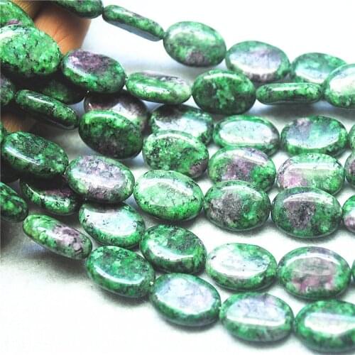 22PCS Nature Green Epidote Beads Accessories Oval Shape Size 13X18MM Stone Strings For Women Bracelets Making DIY Faster Ships