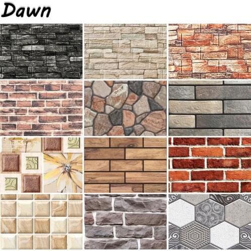 3D PVC Wood Grain Wall Paper Brick Stone Wallpaper Self-Adhesive Living Room Bedroom 3D Wallpapers Decoration Home Decor