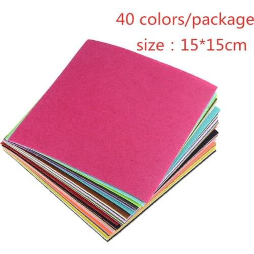 40Pcs/lot 15x15cm Nonwoven Fabric DIY Toys Gift Colorful Manual Felt Cloth Polyester Square Hand Crafts For Exhibition