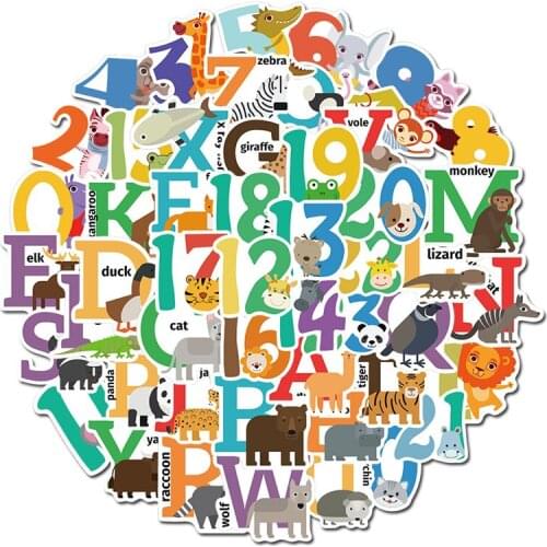 50pcs Cartoon Multicolour Number English Letter Magazine decoration sheet stickers scrapbook stationery