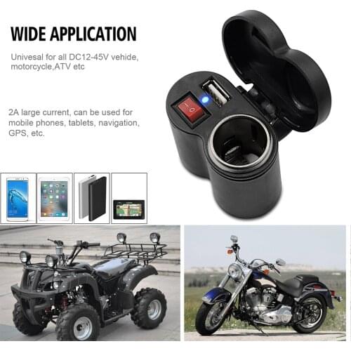2A USB Charger Adapter 12V DC Outlet with Switch Unique CS-313G1 Waterproof Motorcycle Parts Portable Car Ornaments