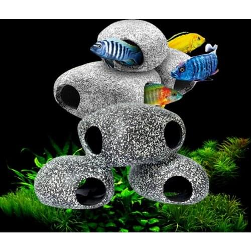 1pc Aquarium Deco Marbles Cichlid Stone Ceramic Rock Cave Aquarium Fish Tank Pond Shrimp Breeding Ornament Accessory