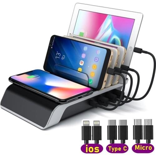 Tongdaytech 45W Multi 3 Port USB Wireless Charger USB C Charging Station For Smartphone IPhone 11 12 Pro Max Samsung Ipad Tablet