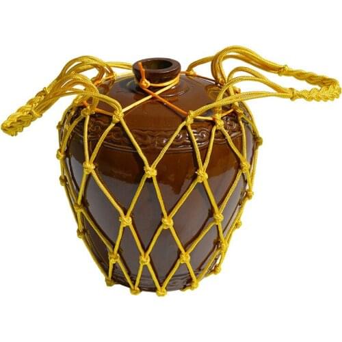 Large Wine Jar Rope Net Bag Carrier Hand-Woven Net Pocket for Wine Jar, Natural Hemp Rope Mesh Bag