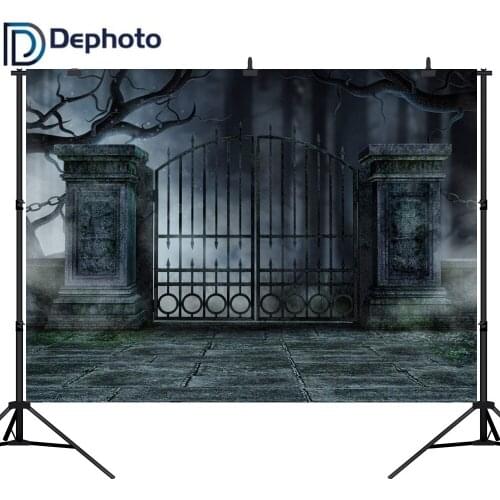 Dephoto Photography Background Vintage Stone Door Courtyard Terror Halloween Theme Backdrop Professional Photo Background