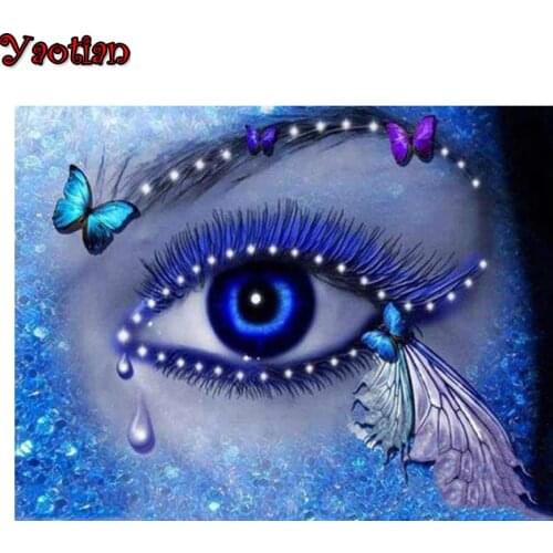 DIY 5D Full Round Drill Diamond Painting Cross Stitch Blue Eye Diamond Embroidery Needlework Patterns Rhinestone Mosaic kits
