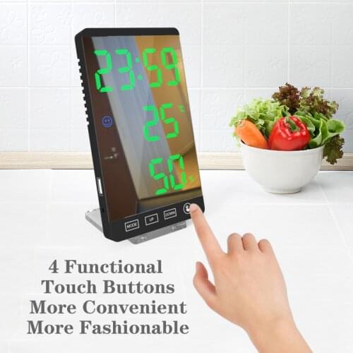 LED Mirror Alarm Clock With Dimmer Temperature Function For Bedroom Office Travel Digital Home Decoration Clock Christmas Gift
