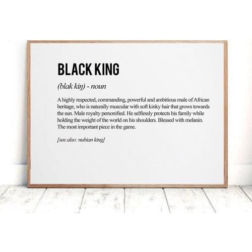 Canvas Painting Black King Definition Quote Posters and Prints Bedroom Melanin Wall Art Black Male Africa Home Decor No Frame