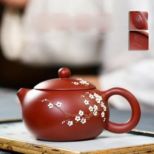 Chinese Yixing Teapot Pure Handmade Plum blossom Xi Shi Pot Purple Clay Tea set kettle 188 Ball Hole filter 240ml ZM224