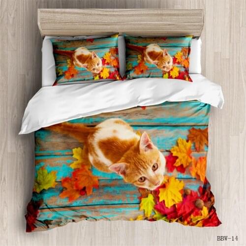 3D Plant Leaf Dog Cat Bedding Set Cute Animal Duvet Cover For Kids Bed Cover Quilt Adults Bedclothes Black Bed Set Queen Size