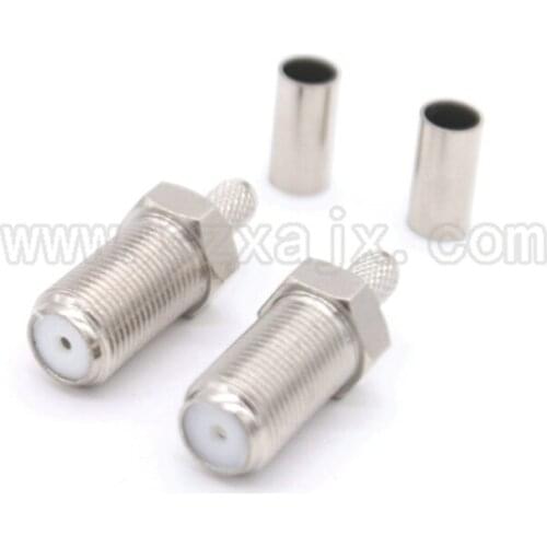 JX connector 2pcs RF Coaxial Coax Adapter F female(Jack) crimp for RG58 cable free shipping