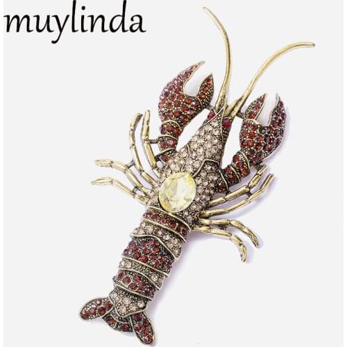 Muylinda Large Rhinestone Lobster Brooches For Women Animal Pin Vintage Big Brooches For Banquet Accessories