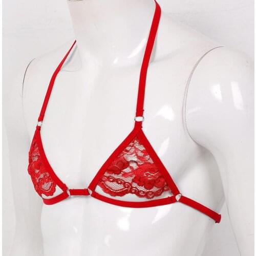 Mens Erotic Sissy Sheer Lace Lingerie Wedding Nightwear crop top Spaghetti Straps Wire-free Mini Bra Tops for Evening Parties