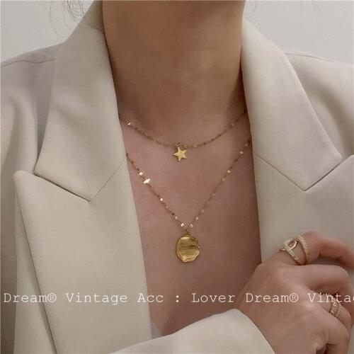 Fashion Retro Titanium Steel Necklace INS Letter Metal Necklace Feminine Commuter Titanium Steel Necklace Trend