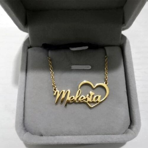 Custom Heart Name Necklace For Women Gold Color Stainless Steel Jewelry Birthday Girl Friend Gift collares