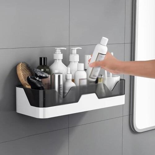 Fashion Simple Style Waterproof Wall-mounted Plastic Storage Shelf Shower Organizer Rack for Kitchen And Bathroom Storage Holder