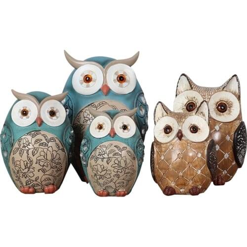 Retro nostalgic owl decor Animal Figurines Resin Miniatures Home Decoration Living Room Ornaments cute pet modern designe Crafts