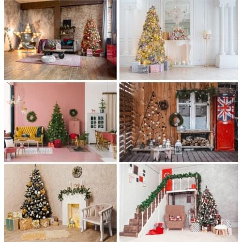 Christmas Backdrops Fireplace Tree Winter Interior Baby Portrait Photography Background For Photo Studio Photophone 21522DHY-05