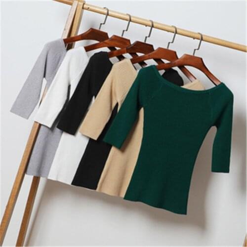 2021 korean style sweaters for women fashion tops clothing sweaters Basic clothes brown black white pullovers knitted blouses