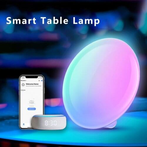 LED Smart Table Lamp for Bedroom Wake-Up Light Voice Control Dreamcolor Ambient Light Sunrise Simulation Bedside Night Light