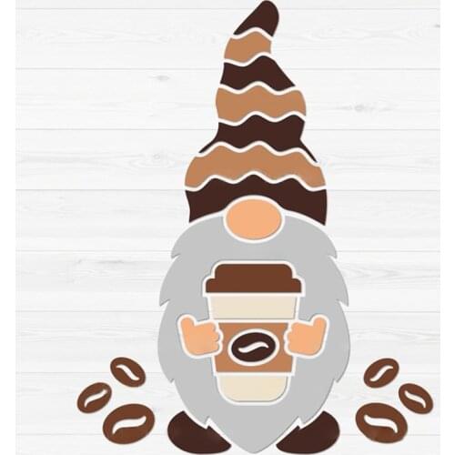 MEET HUANG Coffee Gnome Craft Metal Cutting Dies Stencil Template For DIY Scrapbooking Embossing Paper Cards Making Decorative