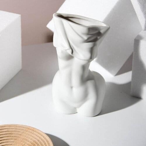 Woman Human Body Ceramic Vase Bust Sculpture Flower Pot Flower Arrangement Container Nude Female Vase Home Aesthetic Decor