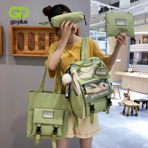 GOPLUS 2021 Women Backpack Ladies Canvas Bag Set Of Five For Girls Casual High-capacity Travel Bagpack Lightweight Laptop Bags