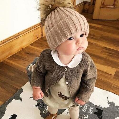 Baby Boys Girls Winter Keep Warn Cap Newborn Hat Cute Baby Hats Knitted Wool Hemming Hat Fit for 0-36 Months Baby Caps