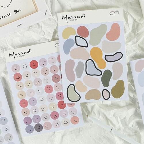 2 Sheets/Pack Morandi Series Kawaii Sticker DIY Journal Scrapbooking Stickers Diary Stationery Supplies Phone Shell Decoration