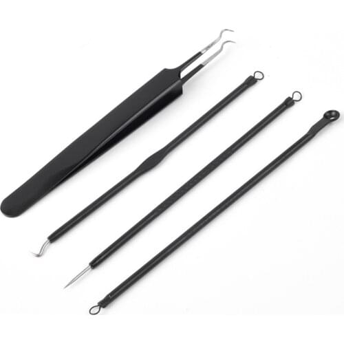 4PCS Blackhead Removal Needles Acne Tweezer Comedo Machine Set Removal Pimple Blackhead Extractor Comedone Tool With Case