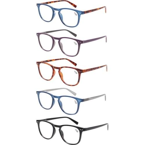 5 pack fashion Reading glasses for men and women spring hinge round frames quality eyeglasses 0.5 1.5 1.75 2.0 2.5