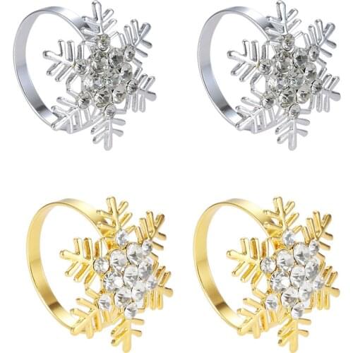 6Pcs Metal Christmas Snowflake Napkin Rings Party Dinner Table Serviette Buckle Holder New Year Wedding Banquet Hotel Decoration