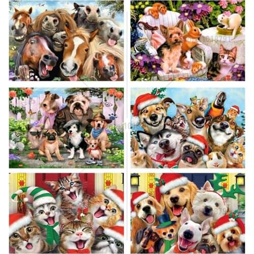 5d Diy Diamond Painting Animals Dog Cat Diamond Embroidery Cross Stitch Wall Stick Diamond Mosaic Home Decor Needlework