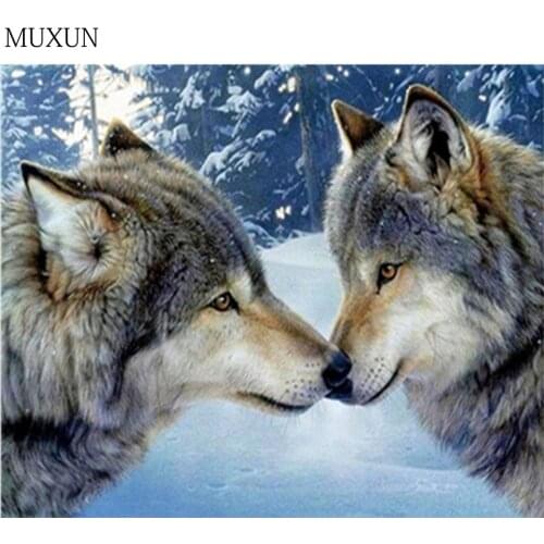 MUXUN 5d Diy Diamond Painting Embroidered Diamond Animal Square Full Wolf Diamond Mosaic Diamond Diam ond Home Decoration Gift
