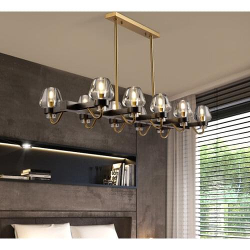 American RH Dining Room E14 Pendant Light Straight Copper Lustre Crystal Shades Hanging Lamp Luxury Indoor Lighting Lamparas