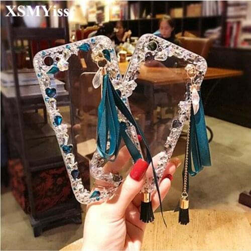 Bling Rhinestone Diamond Pendant Transparent Phone Case For Samsung A9 A8 A6 PLUS A50 A70 A80 j5 j7 2017 j6 j8 2018 Back cover