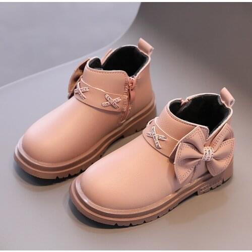 Girls' Boots Childrens Pink Short Boots British Fashionable Neutral Leather Boots Winter Boots for Girls Children Shoes Girls