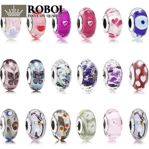 PDB 04 Colored 925 Tropical Flower Red Murano Slice Multicolor Cut Real Murano Glamorous Glass Beads Suitable for DIY Bracelet