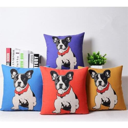 Animal Style French Bulldog Printed Cushion Cover Cartoon Dog Home Decorative Sofa Coffee Car Chair Throw Pillow Case Almofada