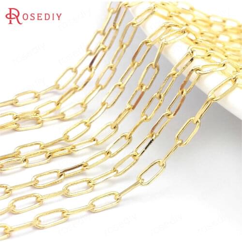 2 Meter Link 5.5x2.5MM 7x3MM 24K Gold Color Brass Faceted Long Oval Necklace Chains Bracelets Jewelry Chains Making Supplies