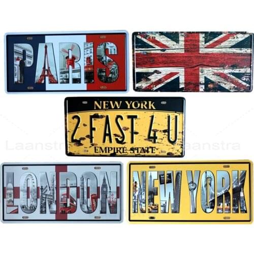 Urban Iron Sign Home Decoration Landmark Building Metal Sign Decoration Wall Art Retro Paris Iron Plate London Tin Plaque Poster