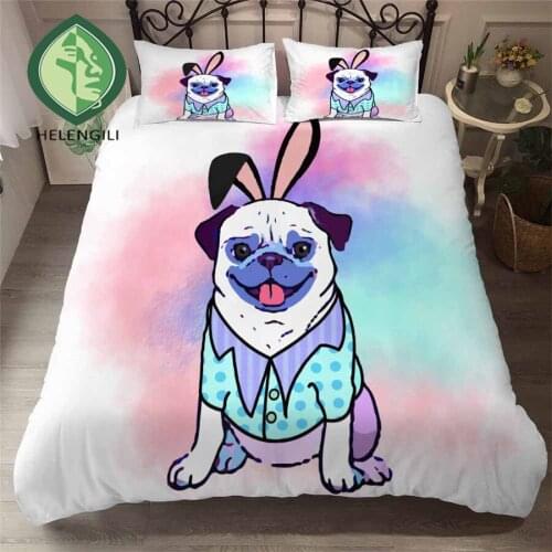 HELENGILI 3D Bedding Set Cartoon Dog Print Duvet Cover Set Bedclothes with Pillowcase Bed Set Home Textiles #YC-72