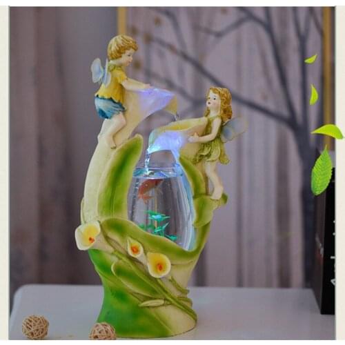 [HHT] Creative Angel Fish Tank Aquarium Living Room Desktop Ornaments Glass Tank Ecological Self-circulating Water Home Decor