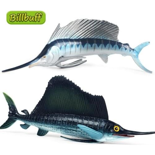 Simulation Marine Animal Plastic Action PVC Solid Model Swordfish Figures Collection Toy for children Educational Cognition Gift