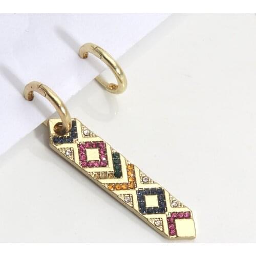 Itenice Asymmetric Zinc Alloy Color Rhinestone Women Clothing Accessories Earrings Ear Bone Clip Bohemian Ethnic Earmuffs