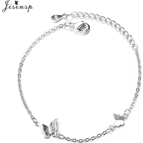 Jisensp Fashion Double Butterfly Bracelet Bangle for Women Simple Animal Adjustable Bracelets Pulseras Mujer Jewelry Party Gifts