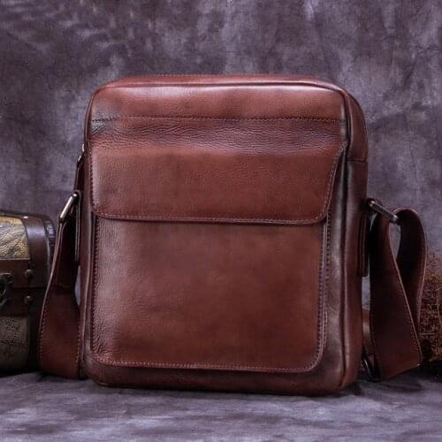 Mens Shoulder Bag Small Purses Vintage Luxury Design Genuine Leather Crossbody Bags Summer Grey Messenger Small Bag For Man