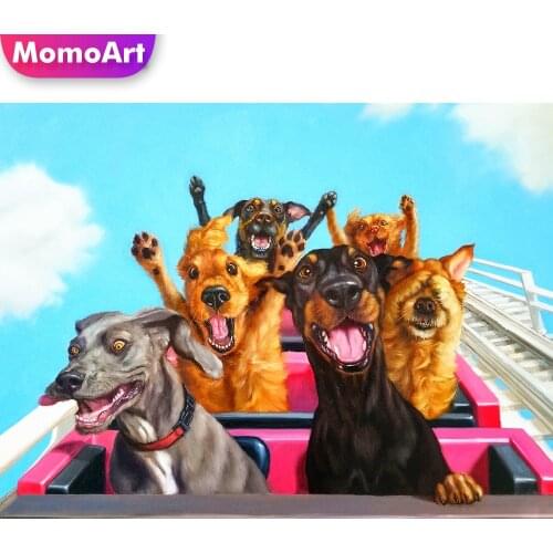 MomoArt Diamond Painting Dog Animal Picture Rhinestones Diamond Mosaic Cross Stitch Embroidery Full Drill Square Home Decoration
