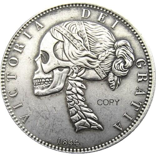 Hobo 1844 Queen Victoria Young Head Silver Crown Coin - Great Britain Copy Coins Skull Design