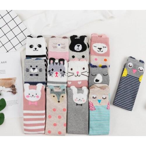 2019 Cartoon Kids Socks Bear Animal Baby Cotton Knee High Long LegWarmers Socks Boy Girl Children Socks 3-12 Year